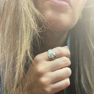 Buckle Ring with Pave Diamonds