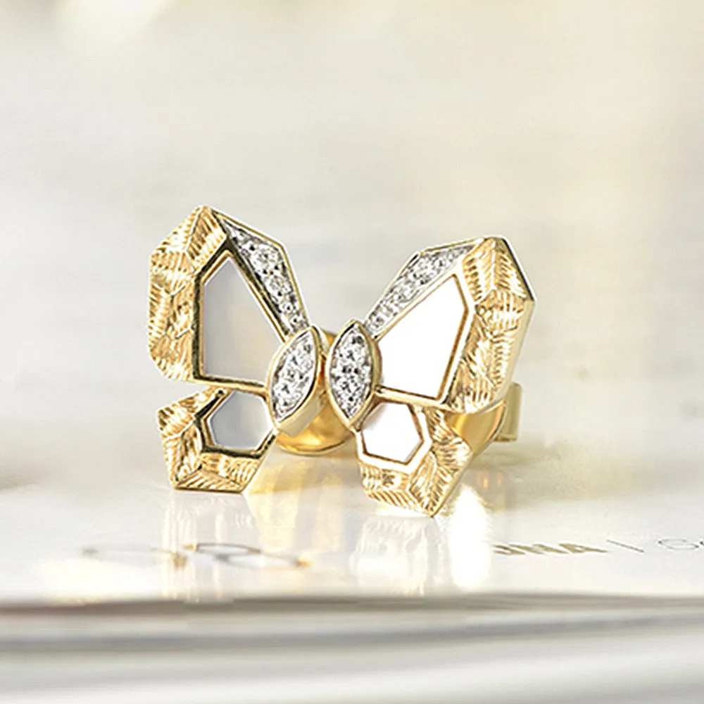 Butterfly Stud Earrings with Green Malachite or Mother of Pearl