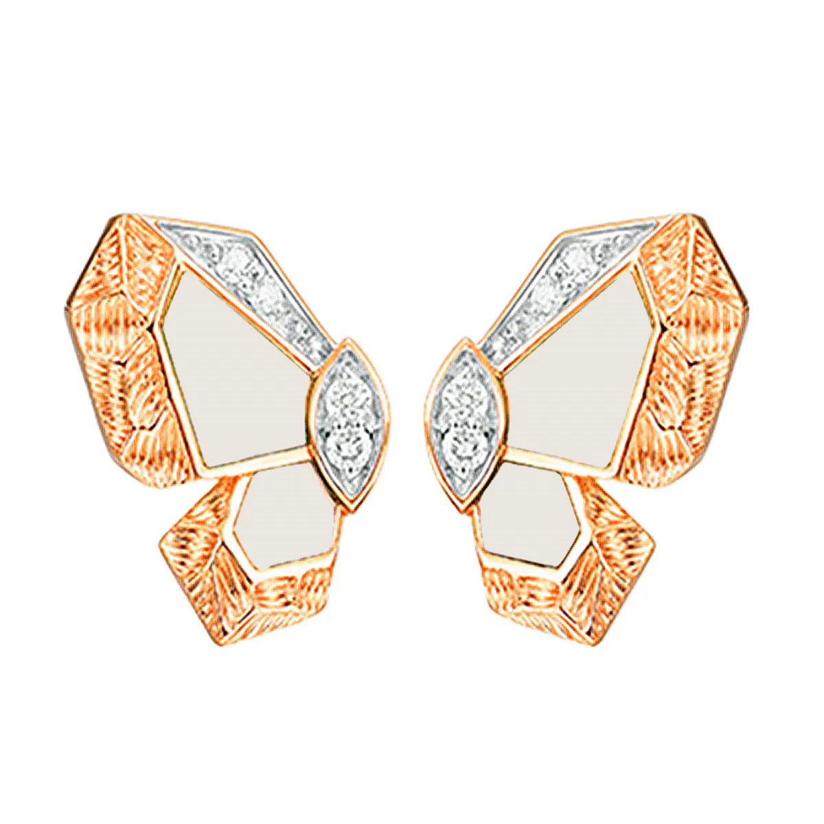 Butterfly Stud Earrings with Green Malachite or Mother of Pearl