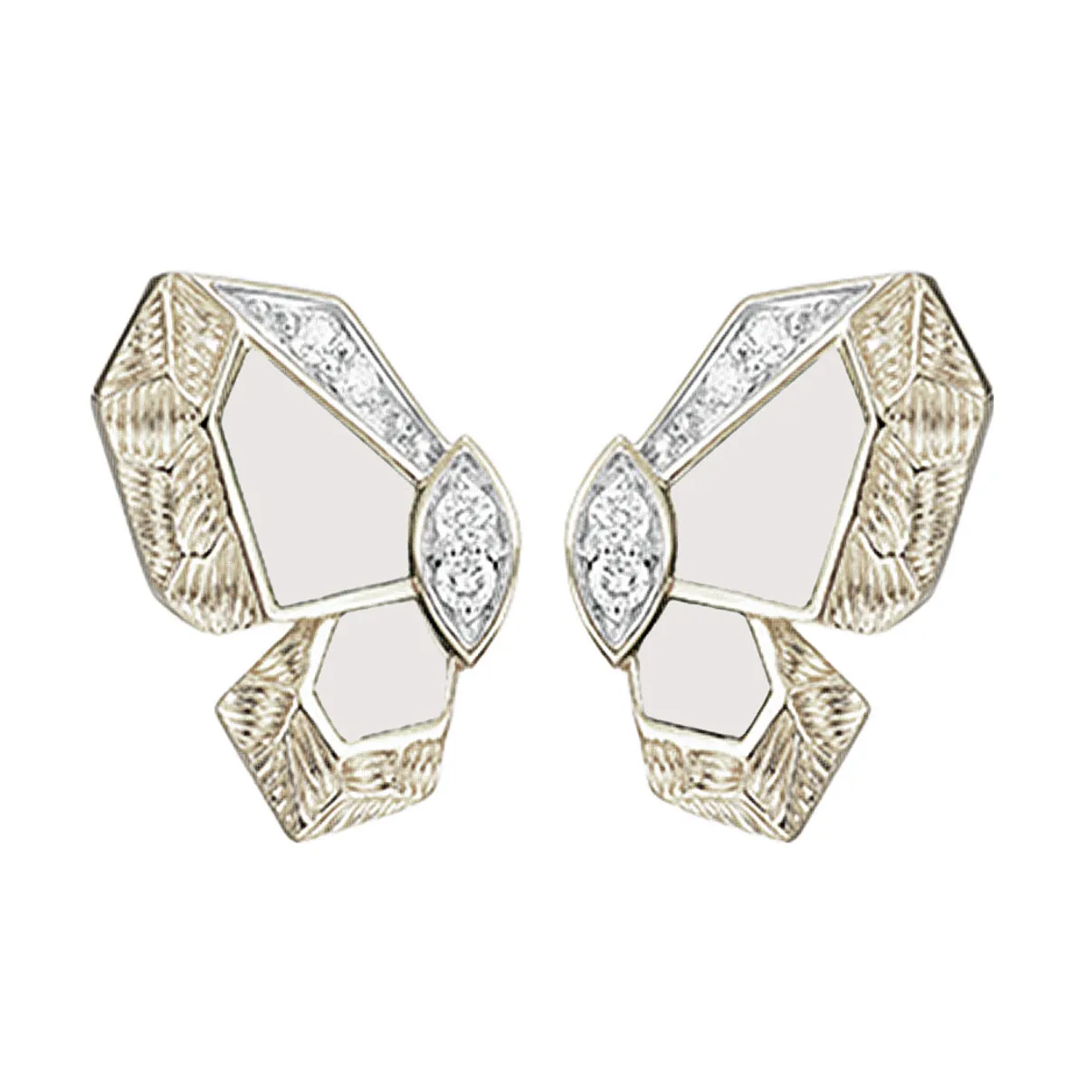 Butterfly Stud Earrings with Green Malachite or Mother of Pearl