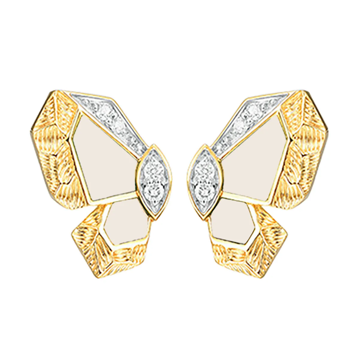 Butterfly Stud Earrings with Green Malachite or Mother of Pearl