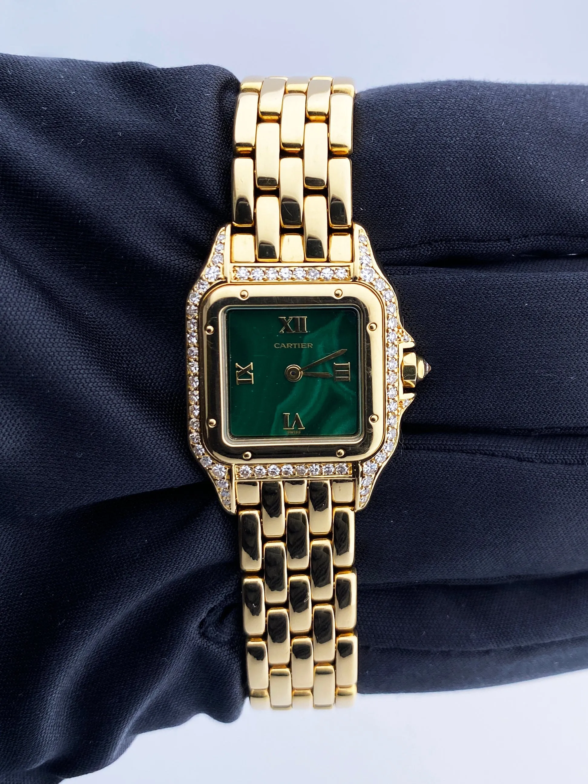 Cartier Panthere Diamond Factory Malachite Dial Ladies Watch