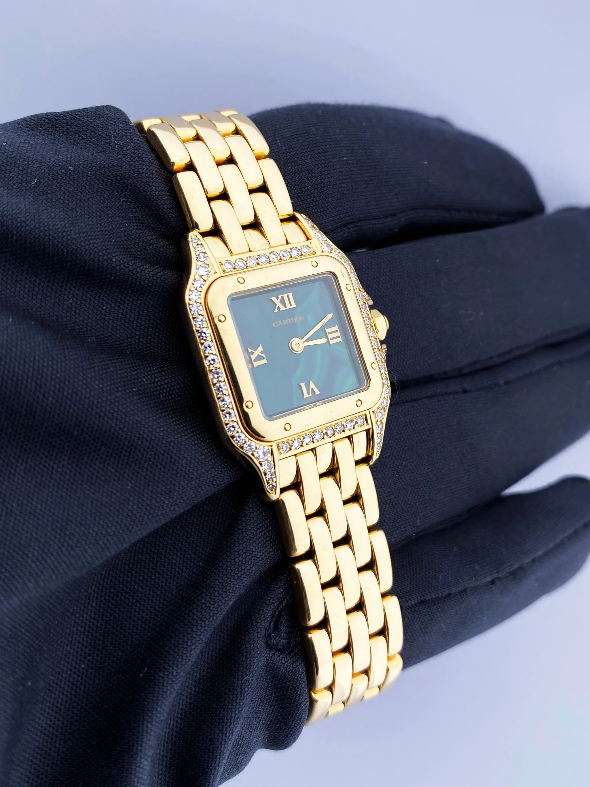 Cartier Panthere Diamond Factory Malachite Dial Ladies Watch