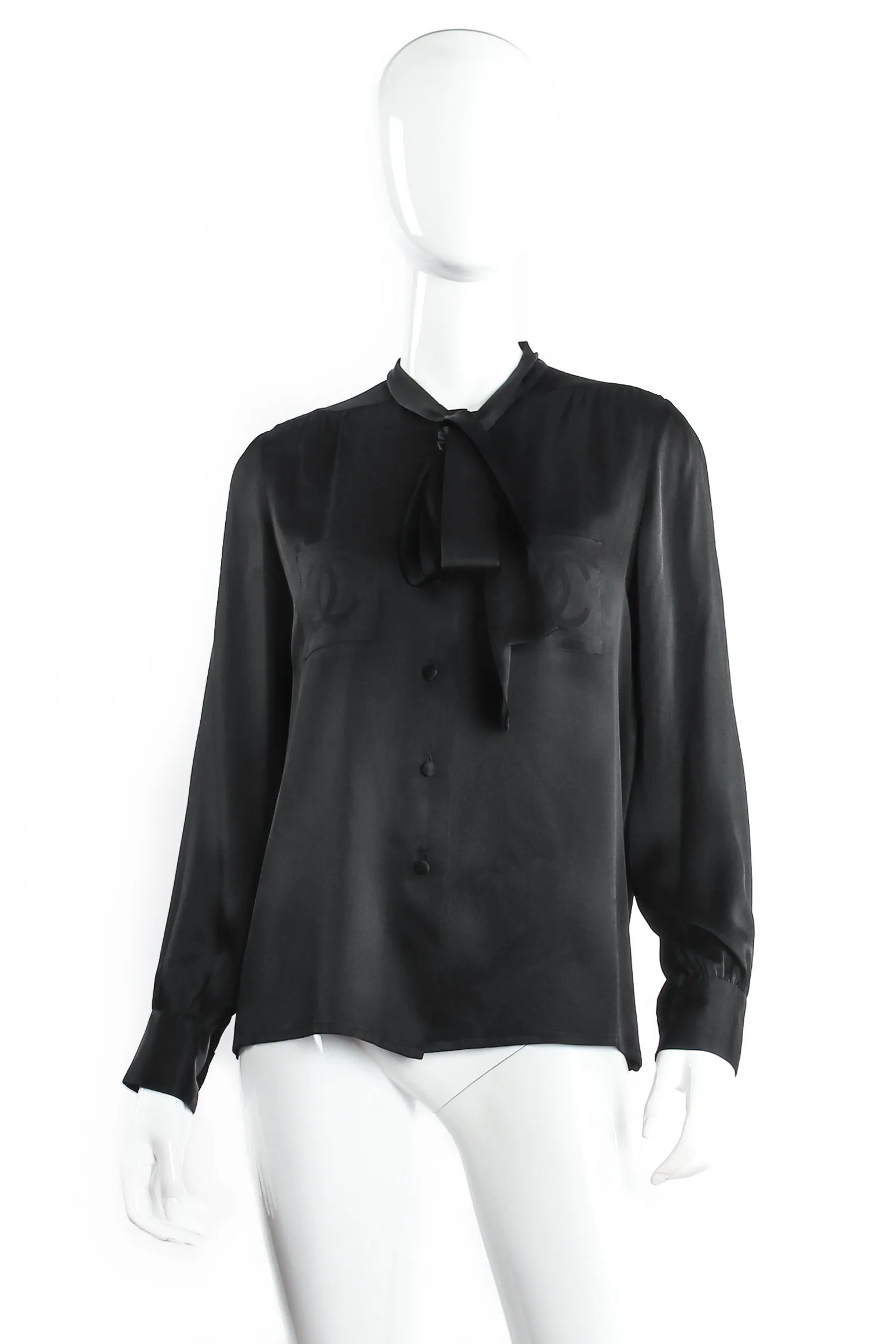CC Pocket Tie Neck Blouse
