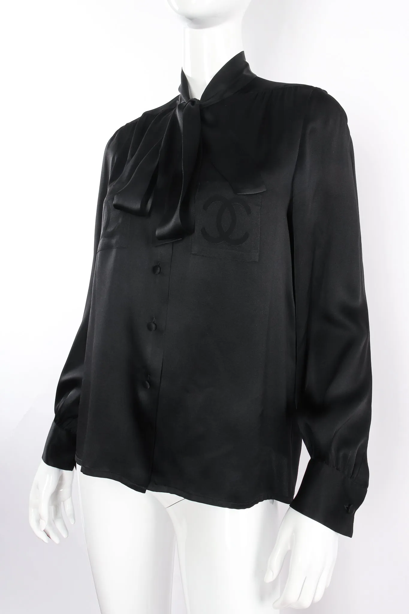 CC Pocket Tie Neck Blouse