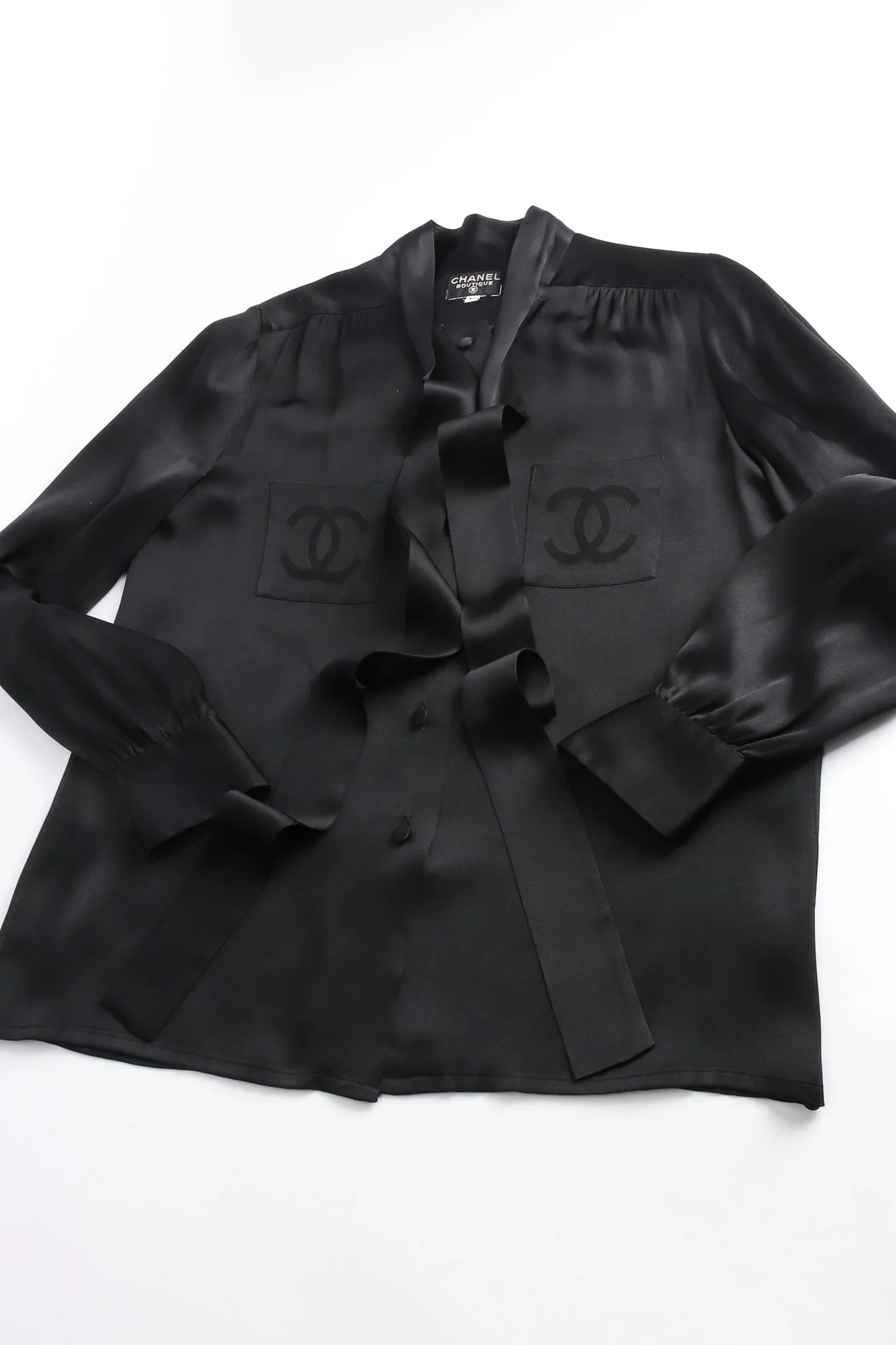 CC Pocket Tie Neck Blouse