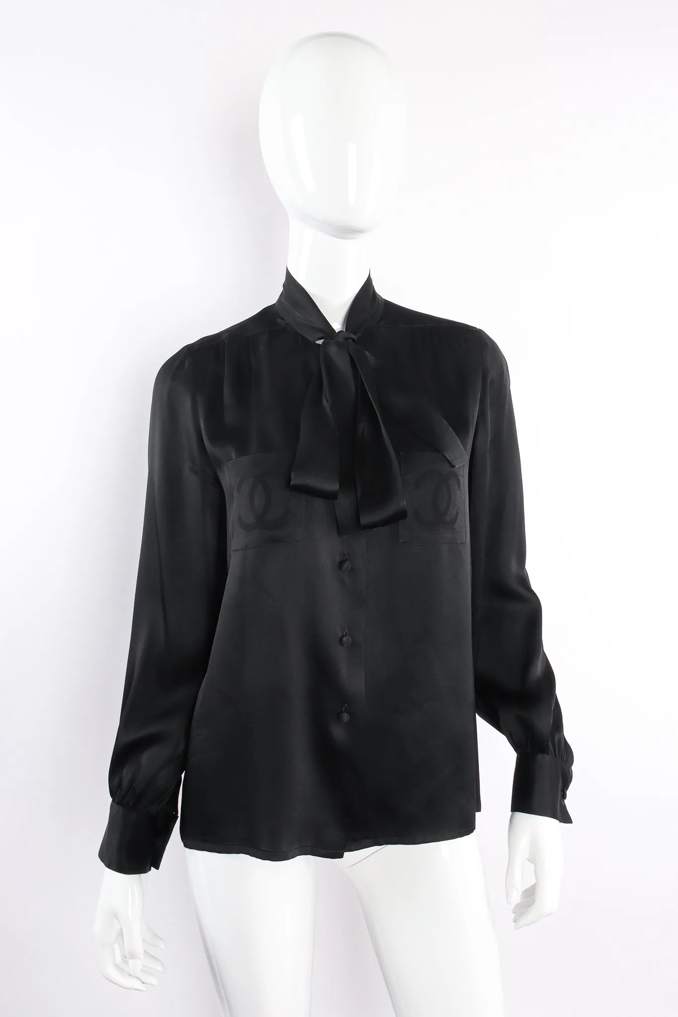 CC Pocket Tie Neck Blouse