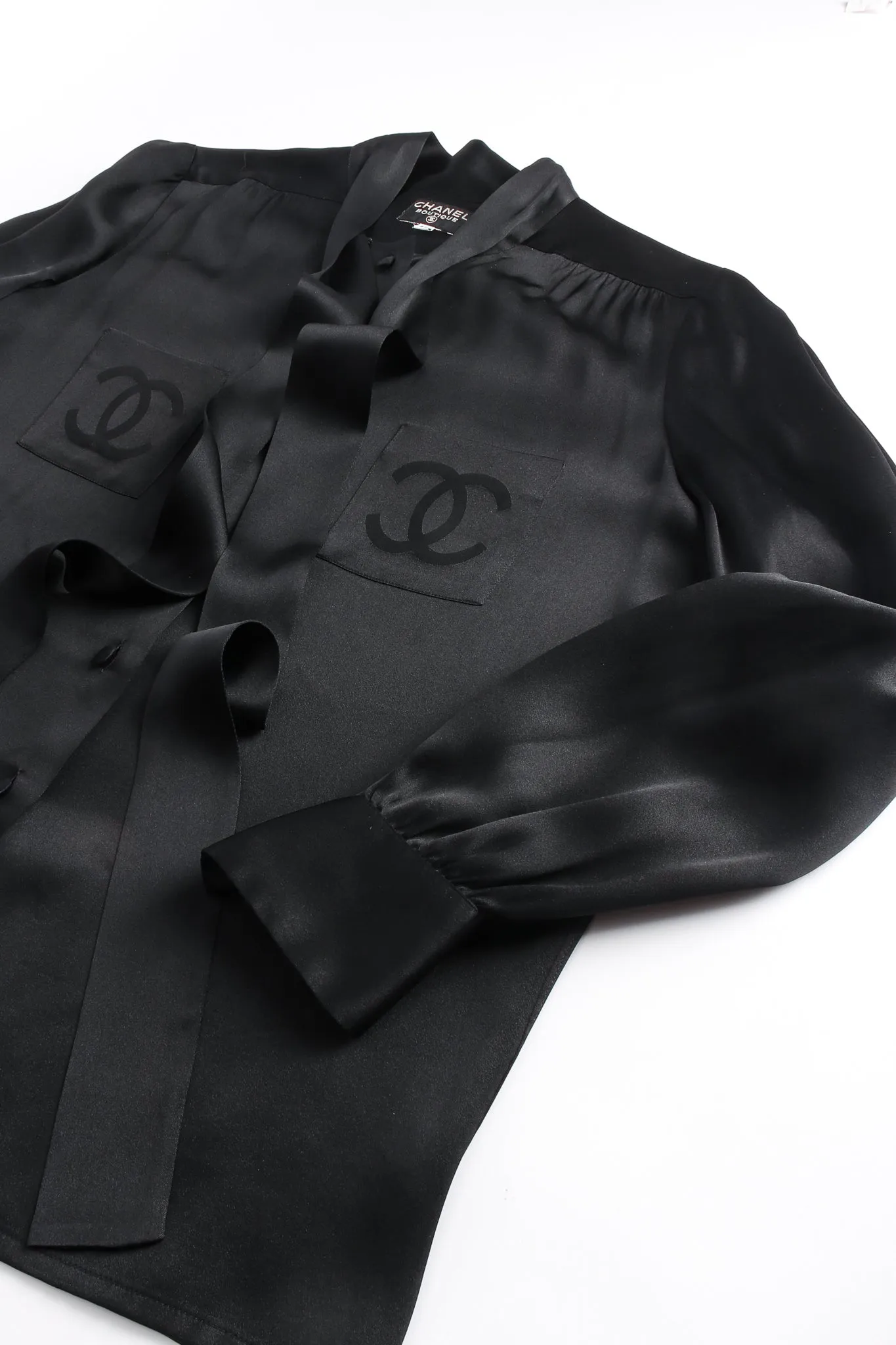 CC Pocket Tie Neck Blouse