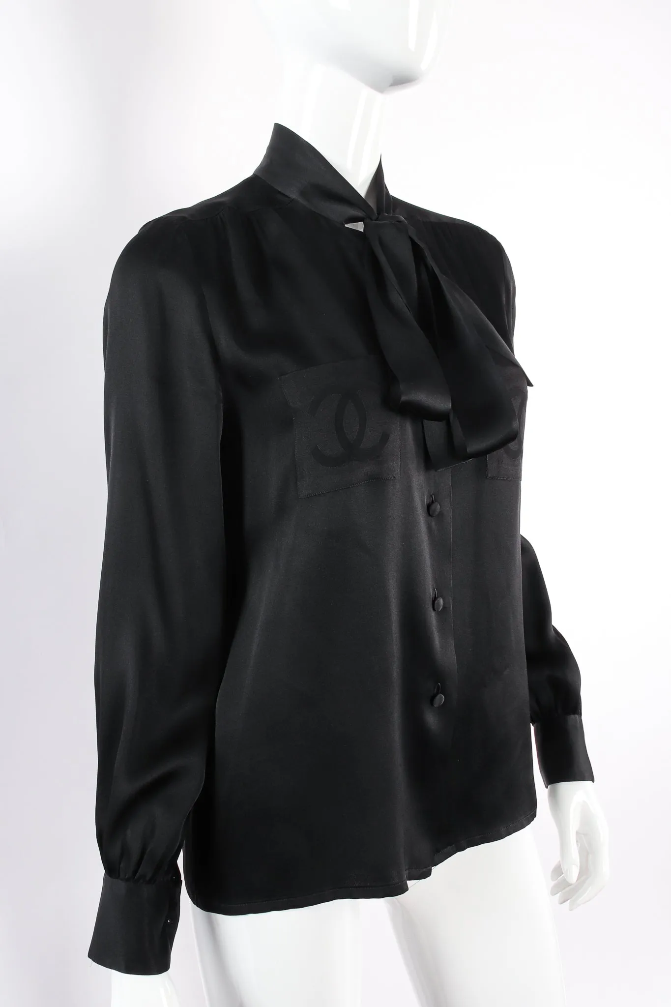 CC Pocket Tie Neck Blouse