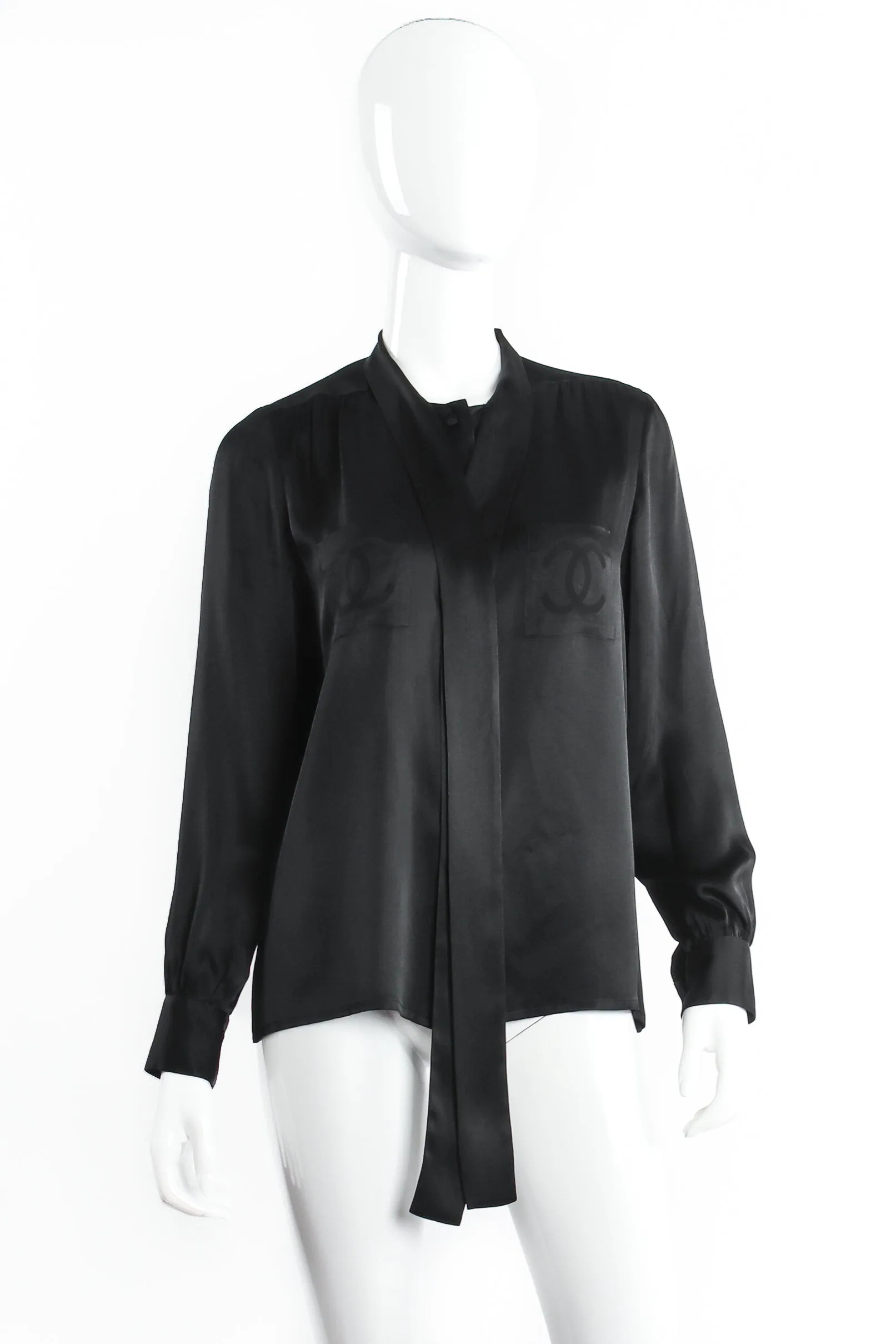 CC Pocket Tie Neck Blouse