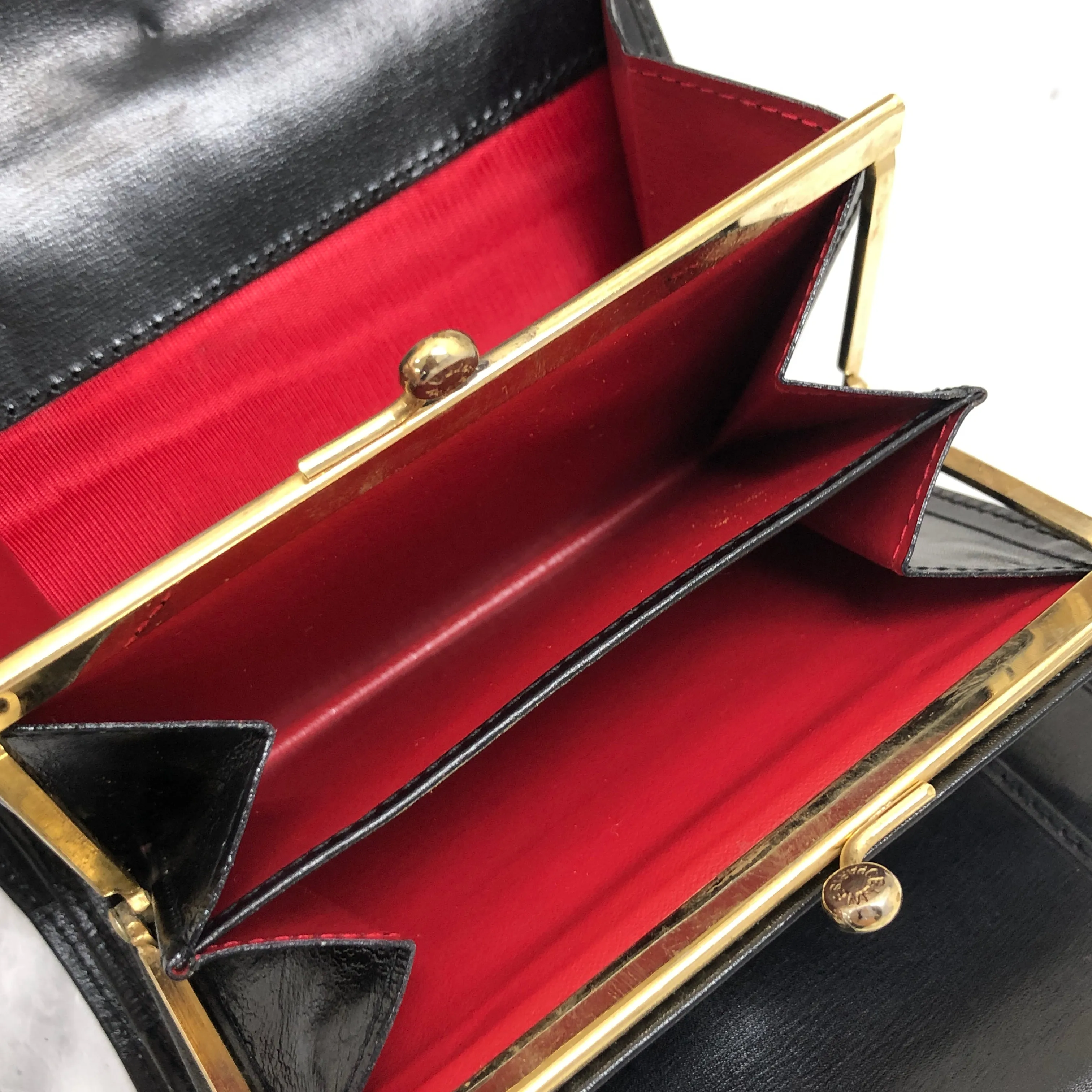 CELINE Starball Leather Trifold Wallet Black Vintage 7j572s