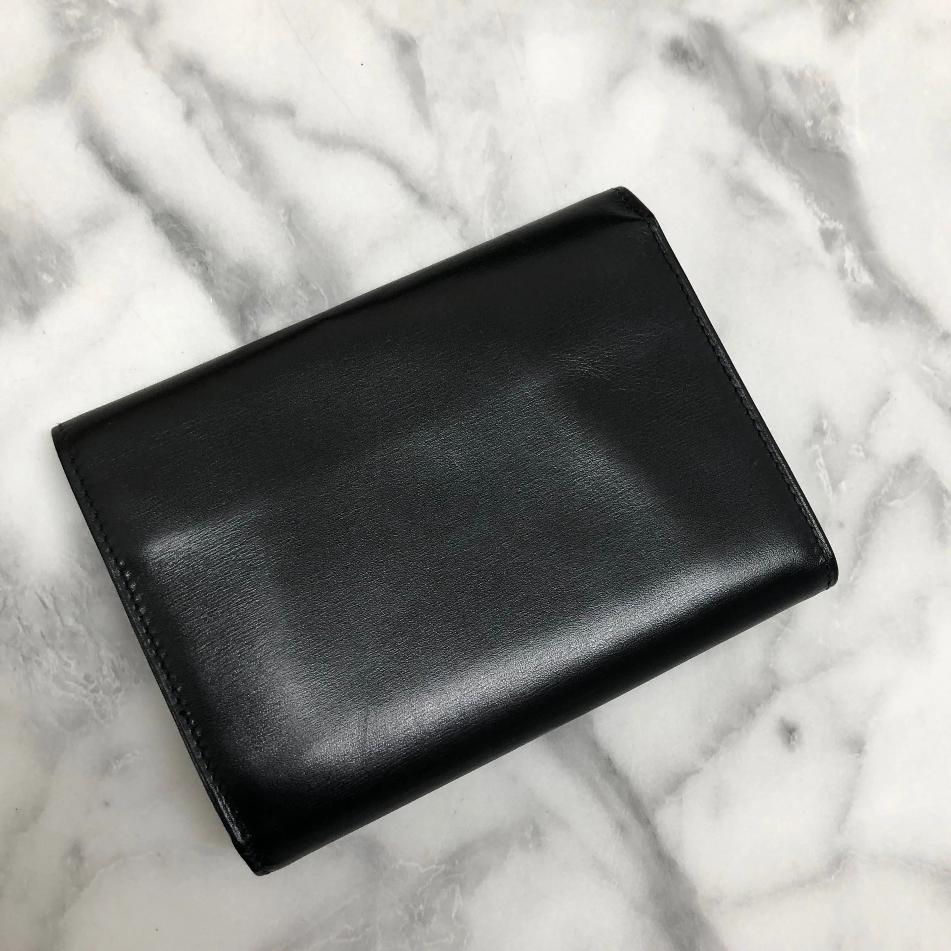 CELINE Starball Leather Trifold Wallet Black Vintage 7j572s