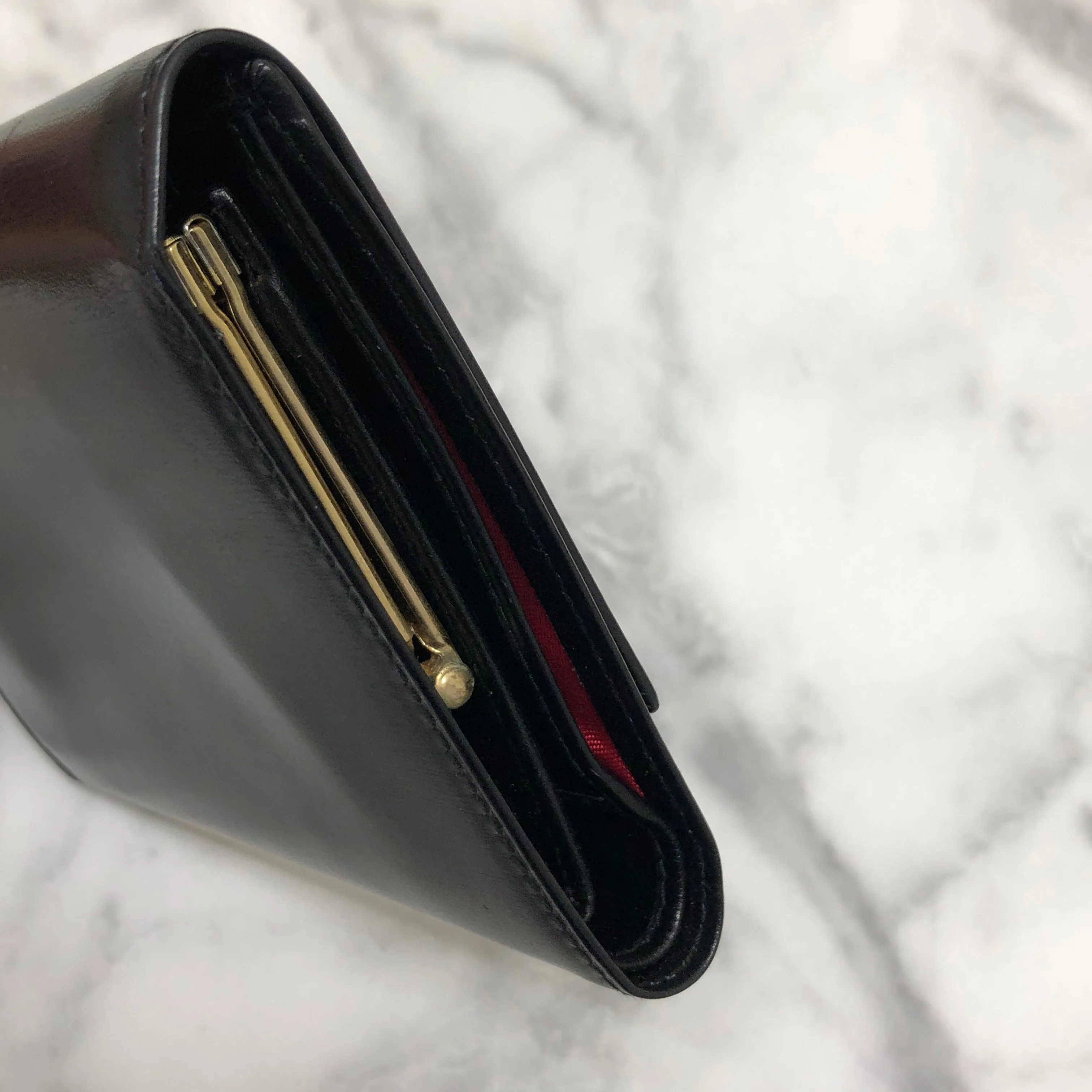 CELINE Starball Leather Trifold Wallet Black Vintage 7j572s