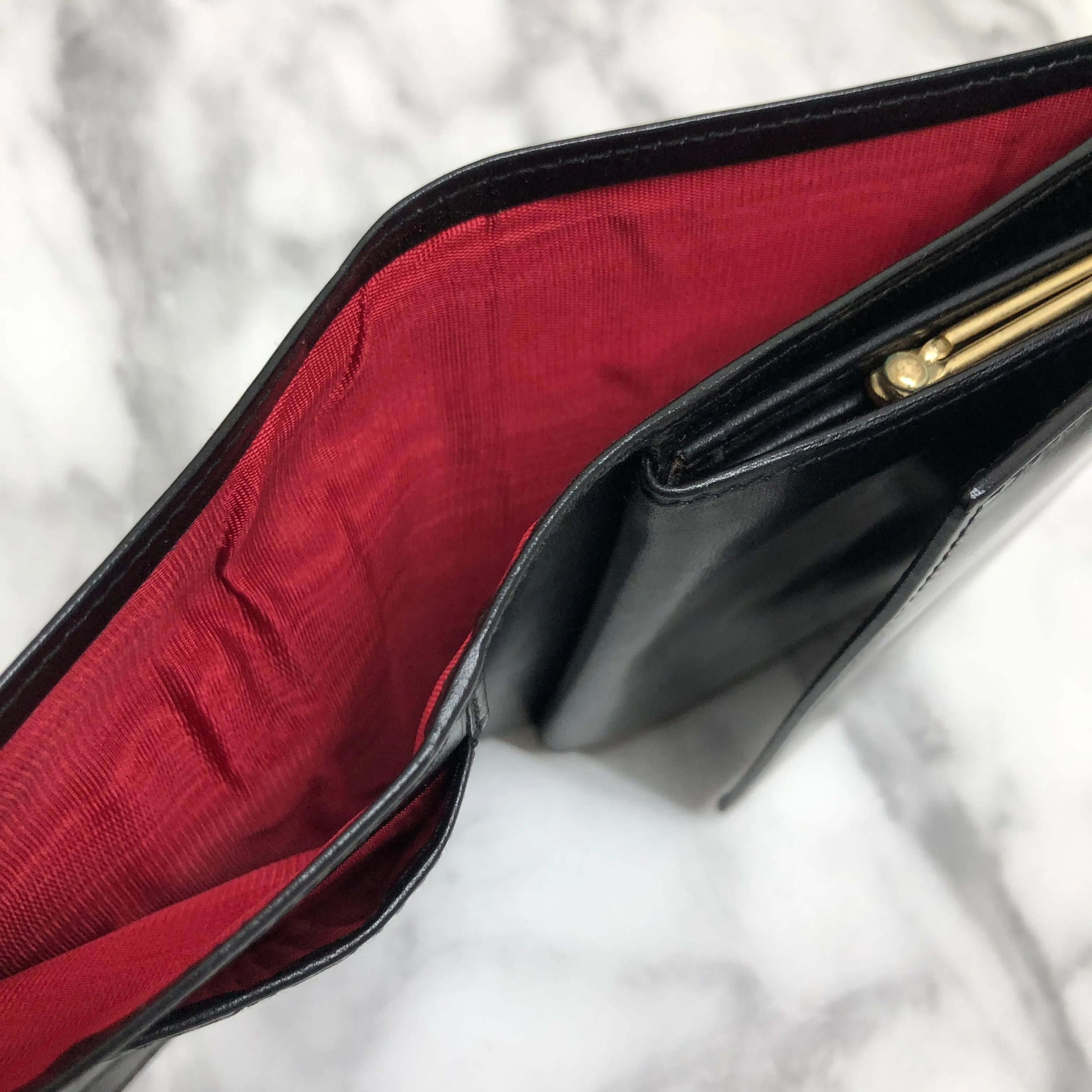 CELINE Starball Leather Trifold Wallet Black Vintage 7j572s