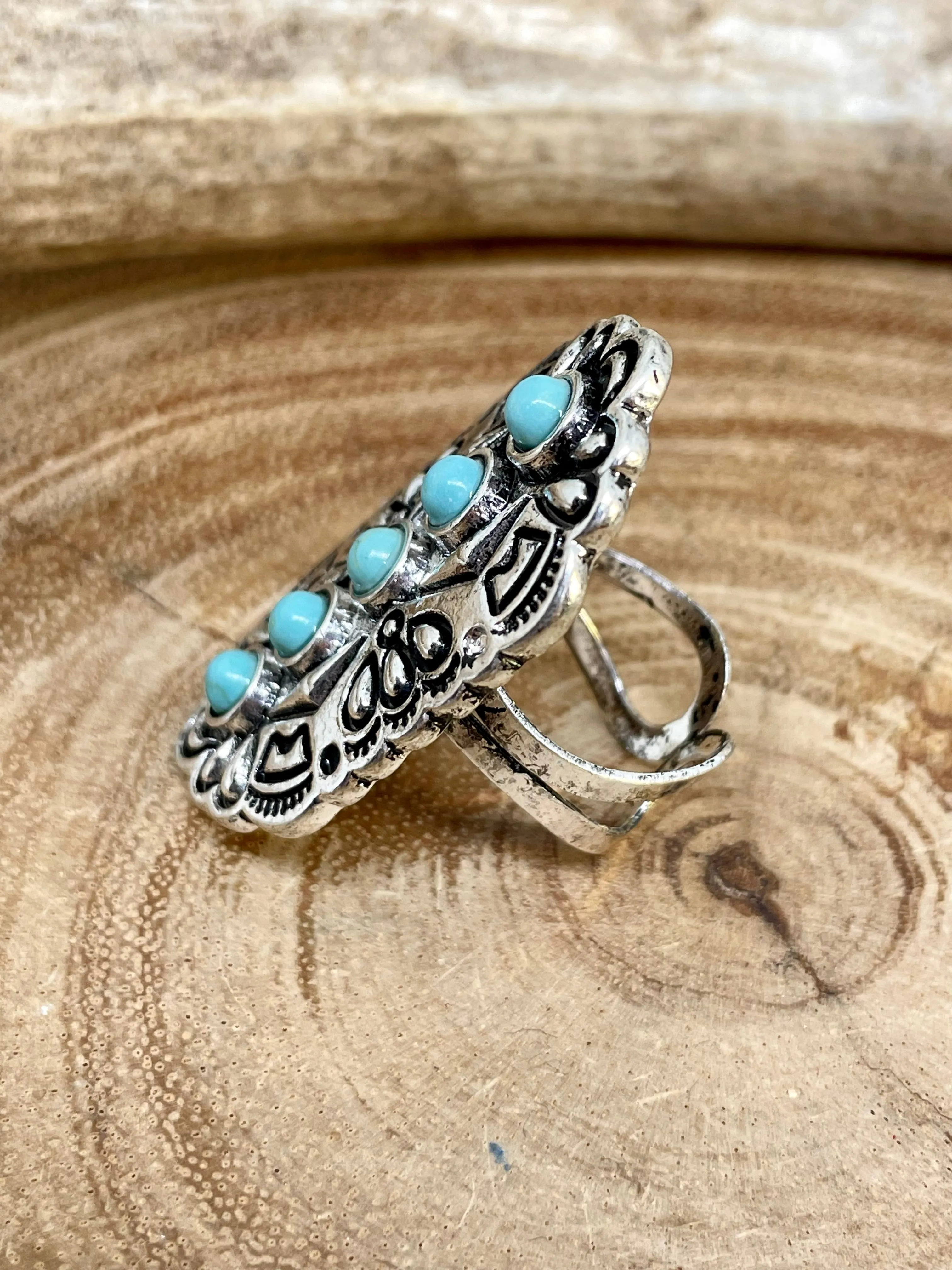 Charmaine Turquoise Stamped Fashion Earrings & Ring