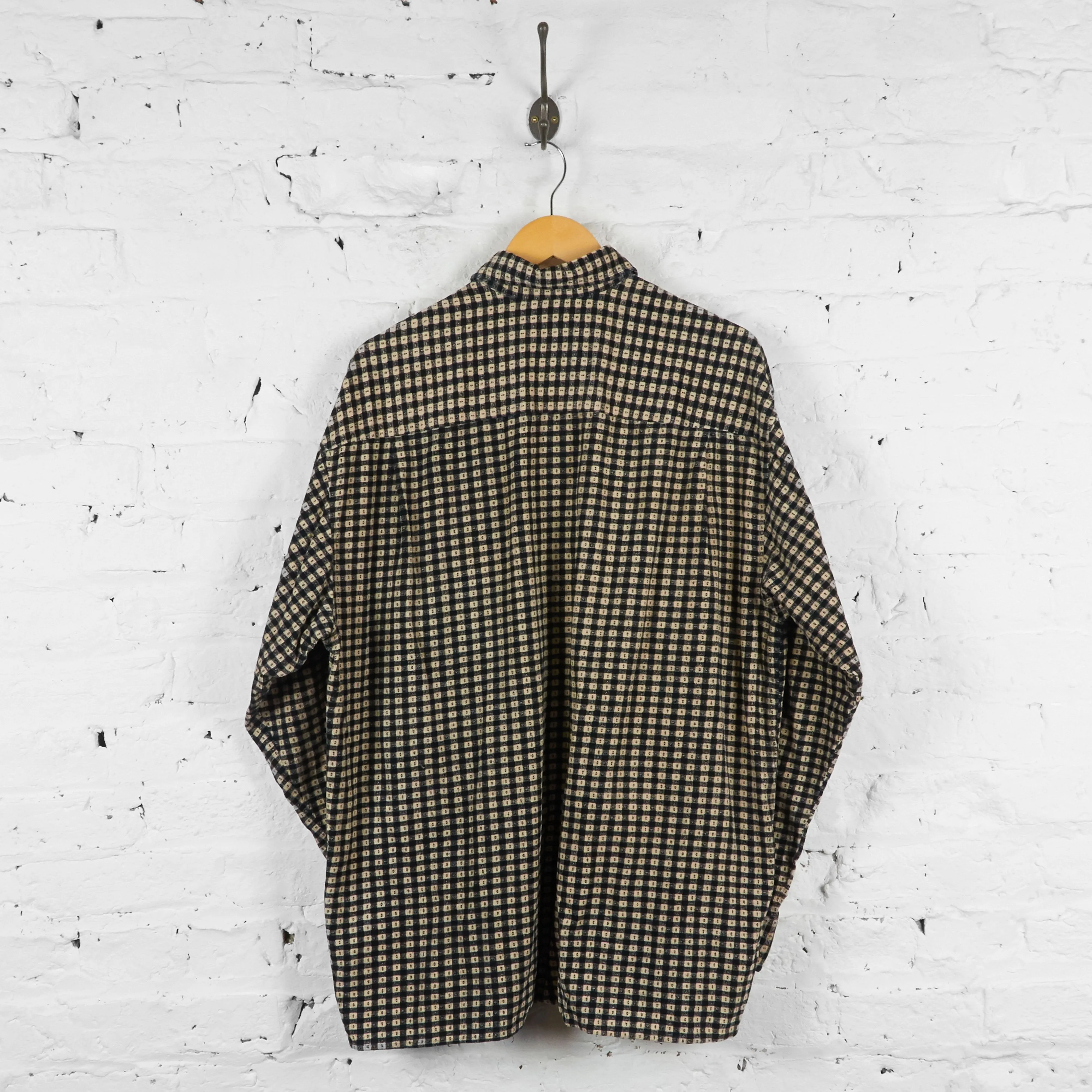 Check Corduroy Shirt - Black/Beige - XL