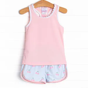 Cherry Fun Racerback Short Set, Pink
