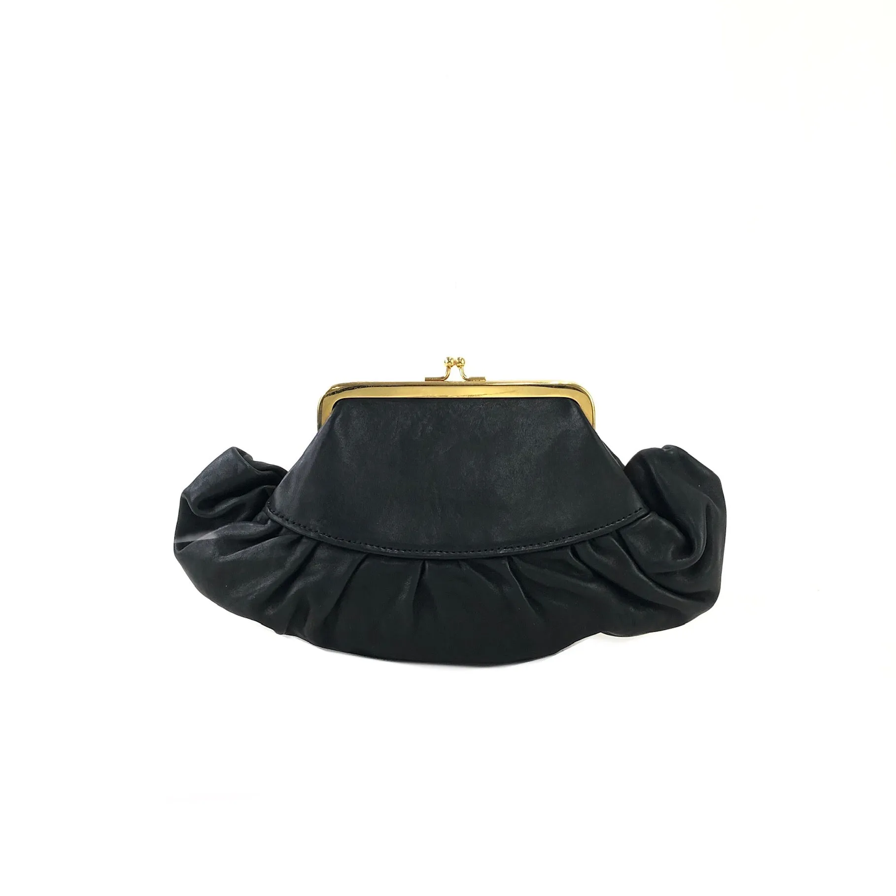 Christian Dior Logo Charm Metal Clasp Leather Pouch Black Vintage 4stjkz