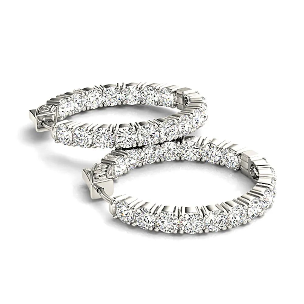 Classic 6.00 ctw Diamond Hoop Earrings Inside-Out