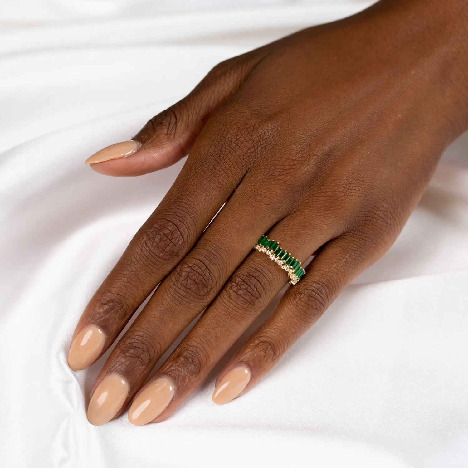 Colored Scattered Baguette Ring