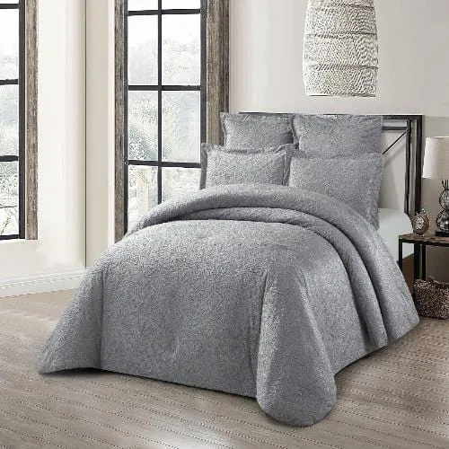 Cotton Co Florence Jacquard Comforter 5 Piece Queen Silver Fl08