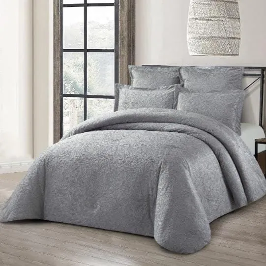 Cotton Co Florence Jacquard Comforter 5 Piece Queen Silver Fl08