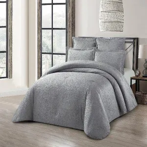 Cotton Co Florence Jacquard Comforter 5 Piece Queen Silver Fl08