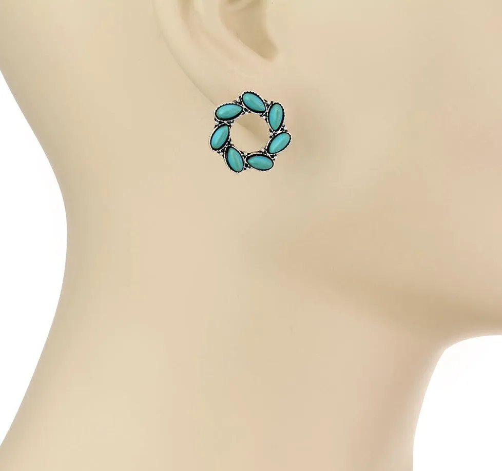 Cow Skull Concho Stud Earring Set - 3 pairs