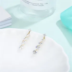 Cubic Zirconia & 18K Gold-Plated Link Drop Earrings