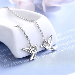 Cubic Zirconia & Silver-Plated Cranes Threader Earrings