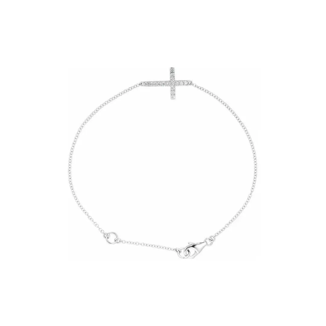 Cubic Zirconia Sideways Cross Bracelet