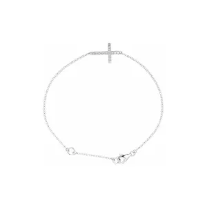 Cubic Zirconia Sideways Cross Bracelet