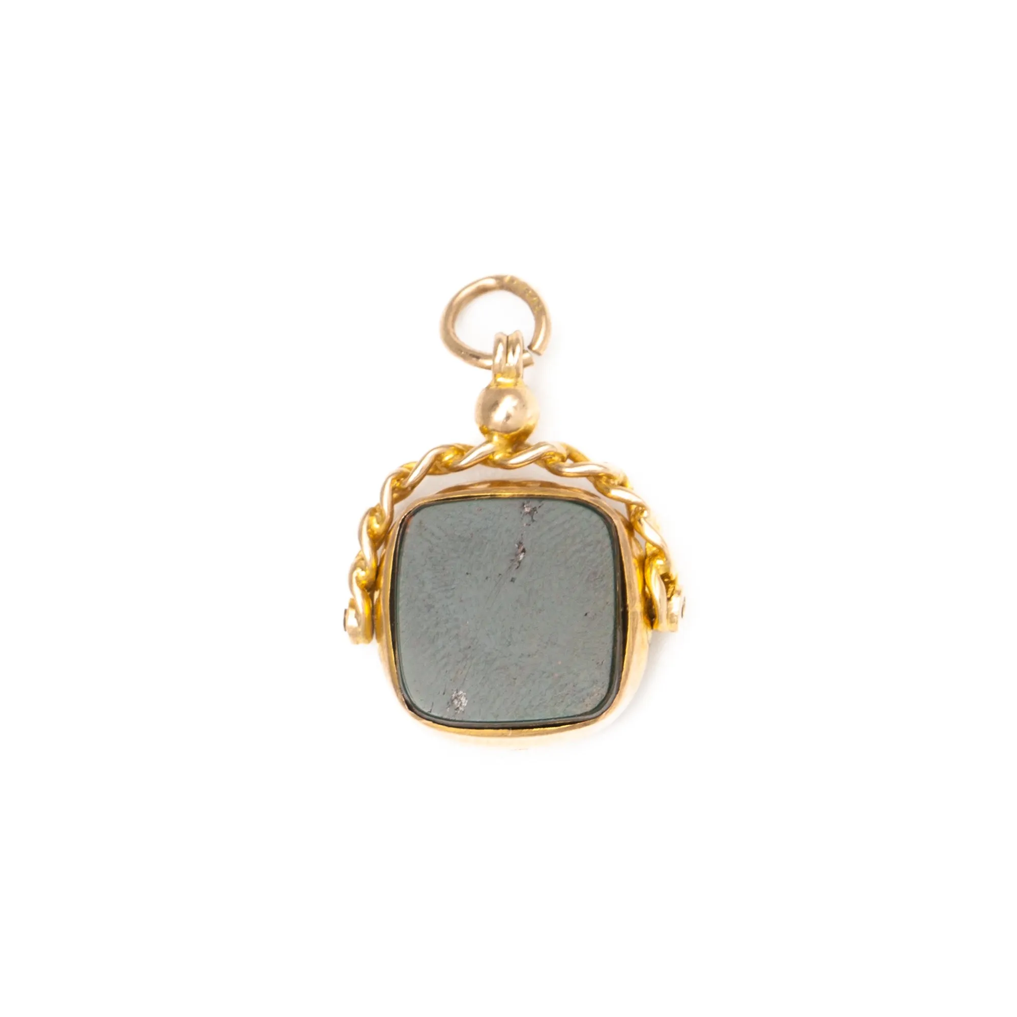 Cushion Bloodstone & Carnelian Fob Charm 1920