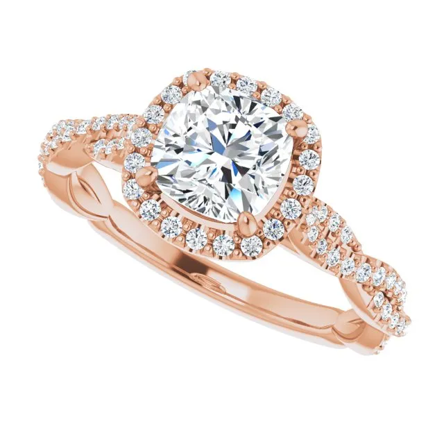 Cushion Cut Diamond Halo Engagement Ring