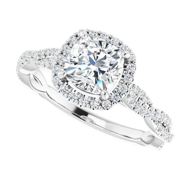 Cushion Cut Diamond Halo Engagement Ring