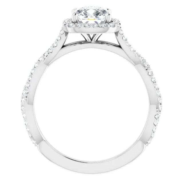 Cushion Cut Diamond Halo Engagement Ring