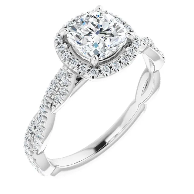 Cushion Cut Diamond Halo Engagement Ring