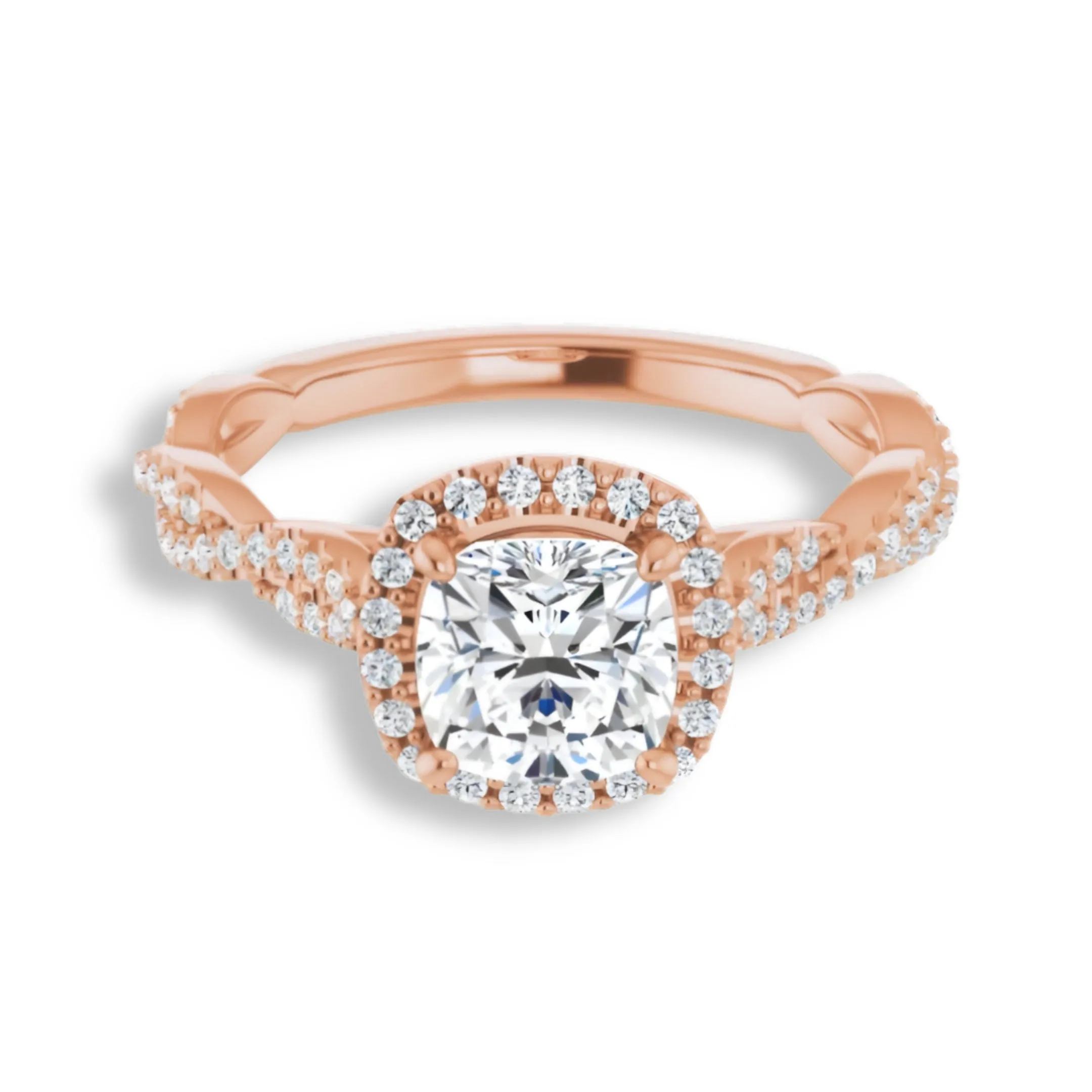 Cushion Cut Diamond Halo Engagement Ring