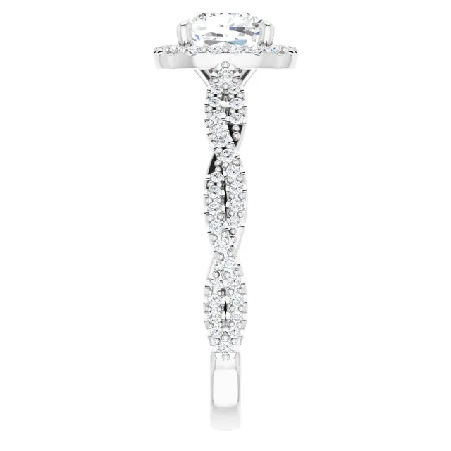 Cushion Cut Diamond Halo Engagement Ring