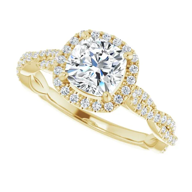 Cushion Cut Diamond Halo Engagement Ring