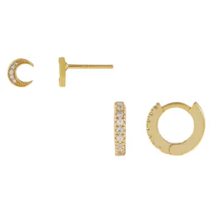 CZ Crescent Earring Combo Set