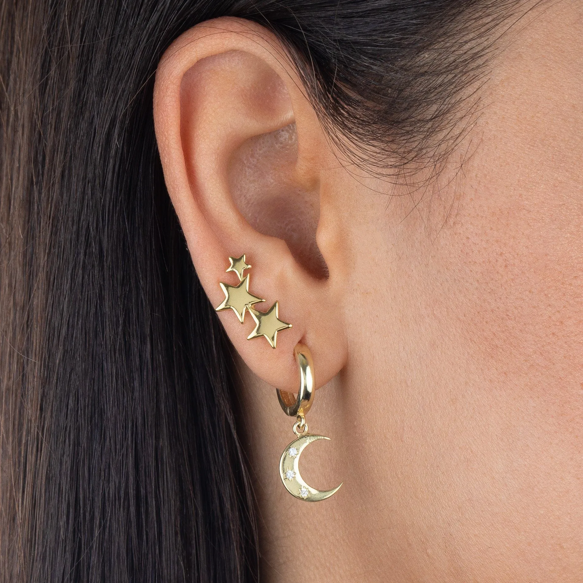 CZ Moon Huggie Earring