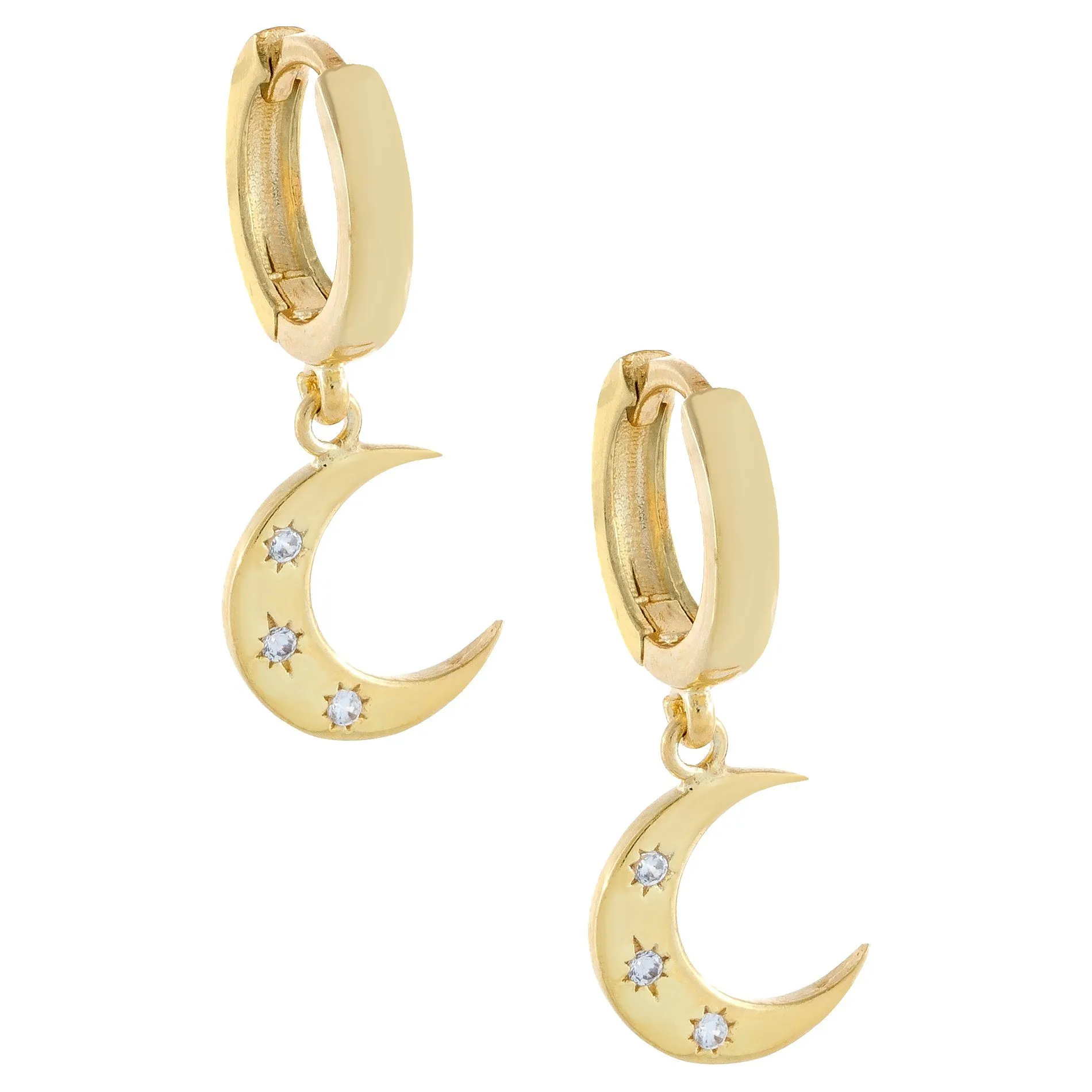 CZ Moon Huggie Earring