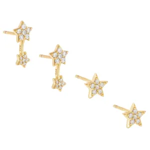 CZ Star Stud Earring Combo Set