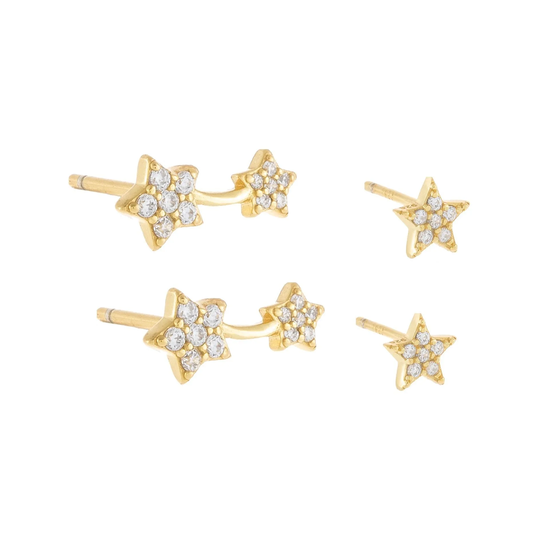CZ Star Stud Earring Combo Set