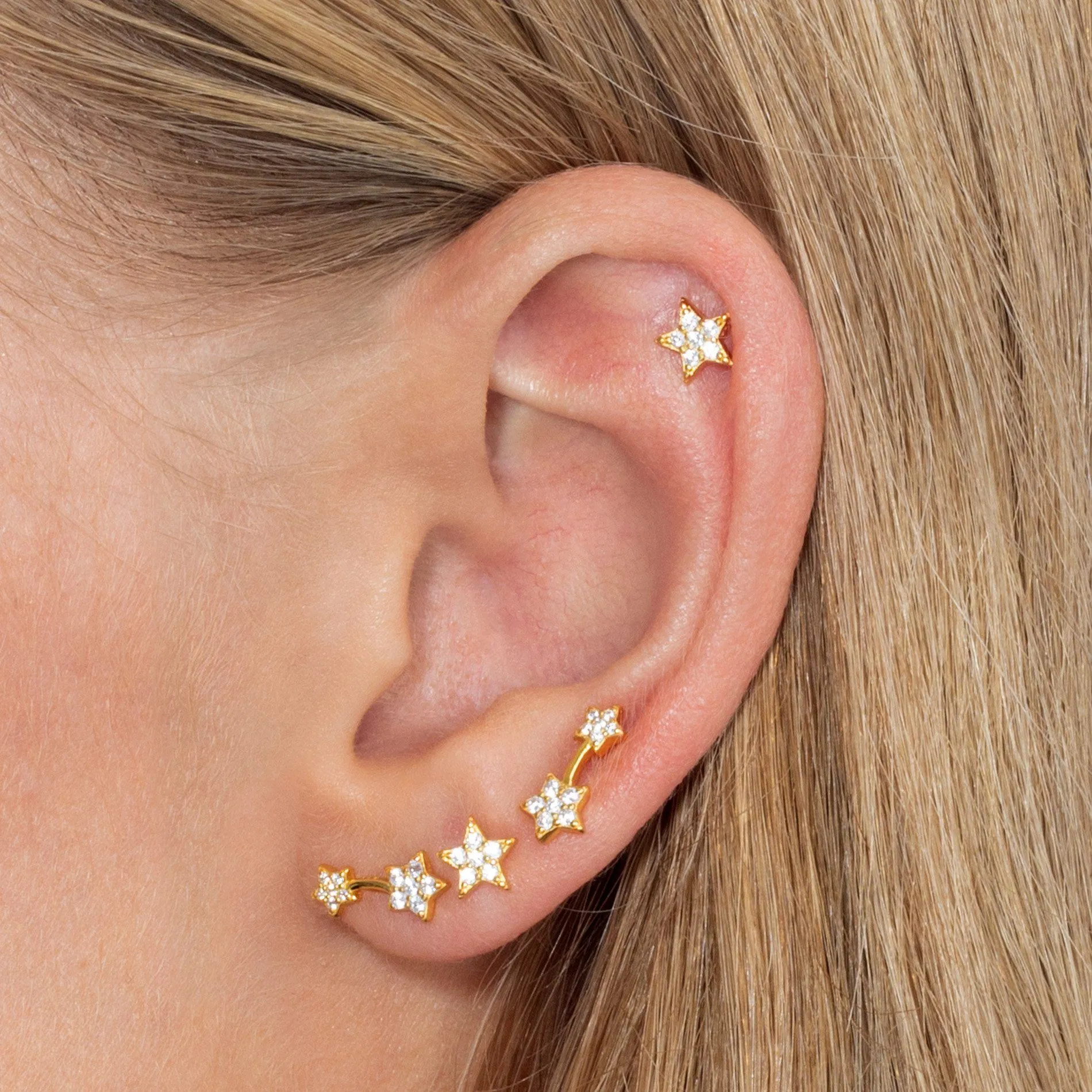 CZ Star Stud Earring Combo Set