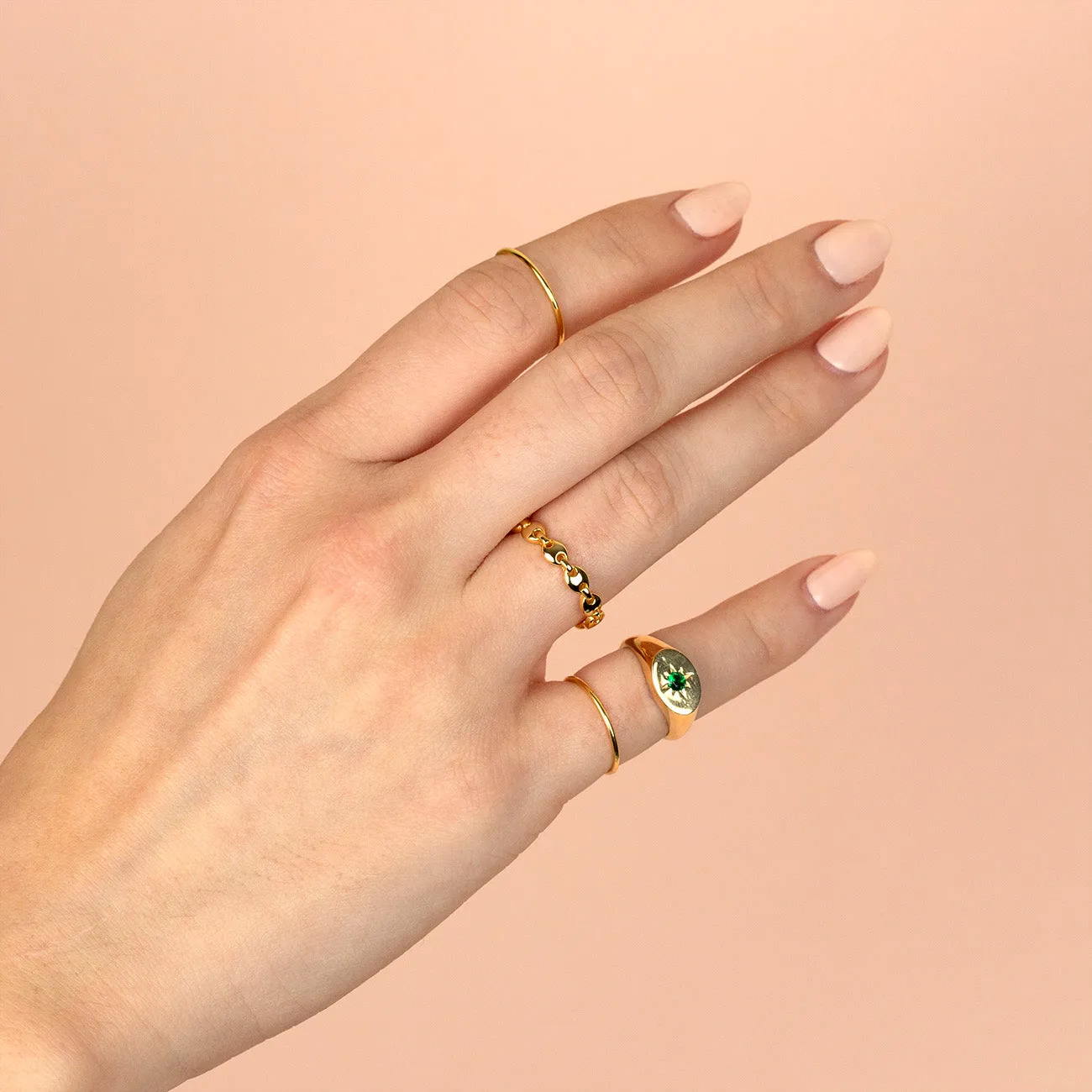 CZ Starburst Signet Pinky Ring