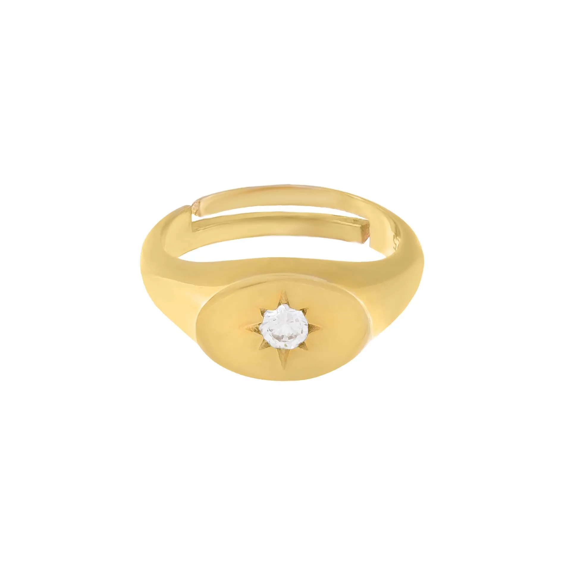 CZ Starburst Signet Pinky Ring