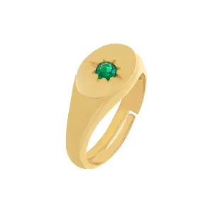CZ Starburst Signet Pinky Ring