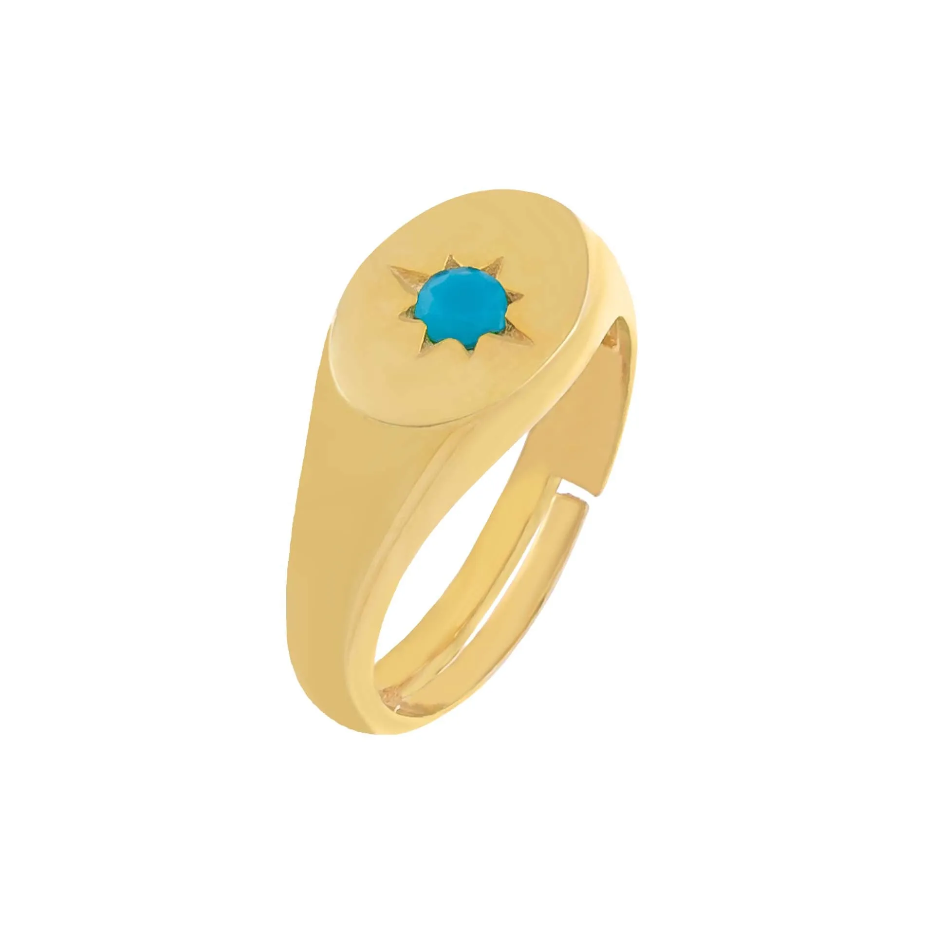 CZ Starburst Signet Pinky Ring